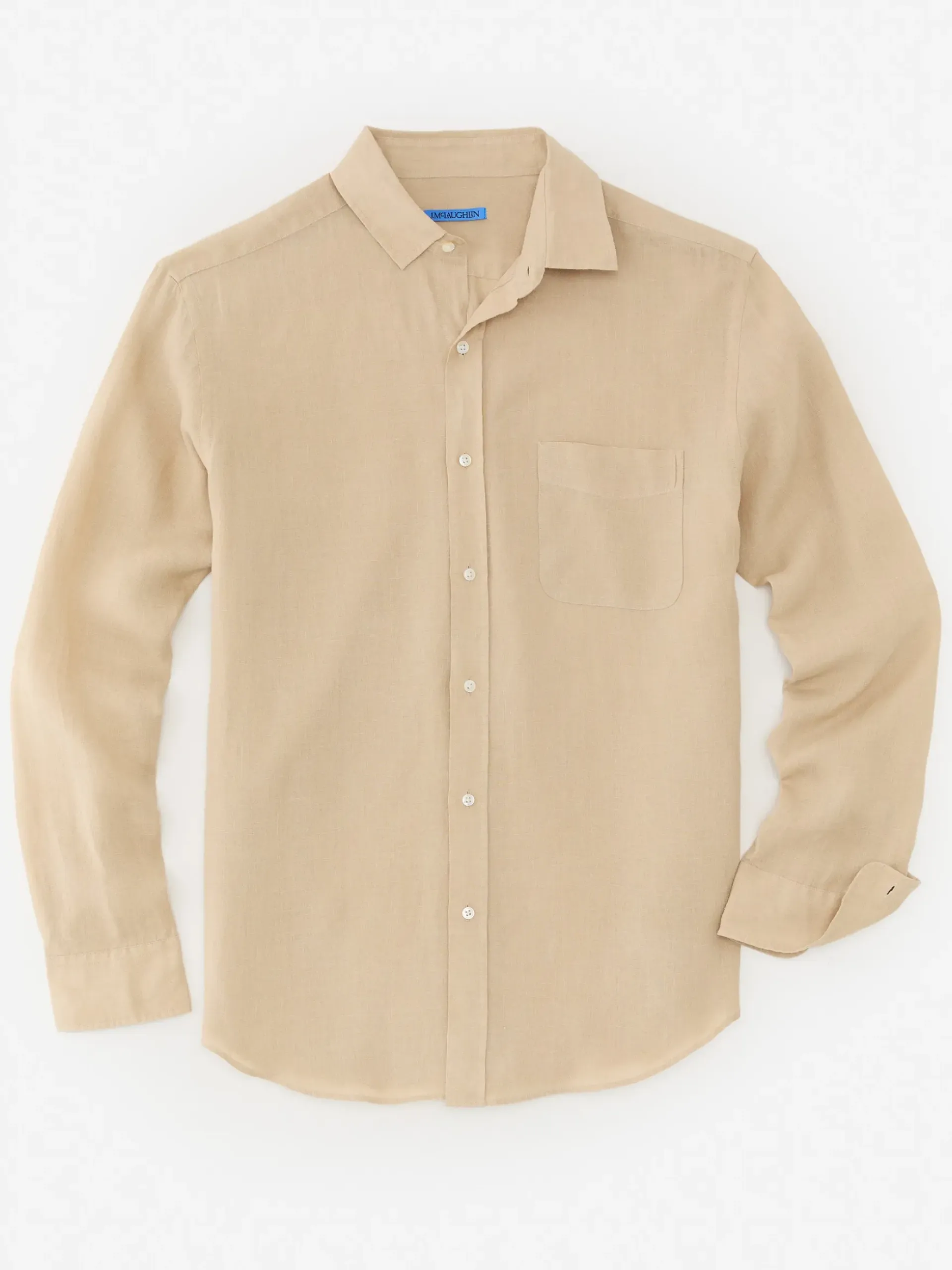 J.McLaughlin Gramercy Classic Fit Linen Shirt Khaki Discount