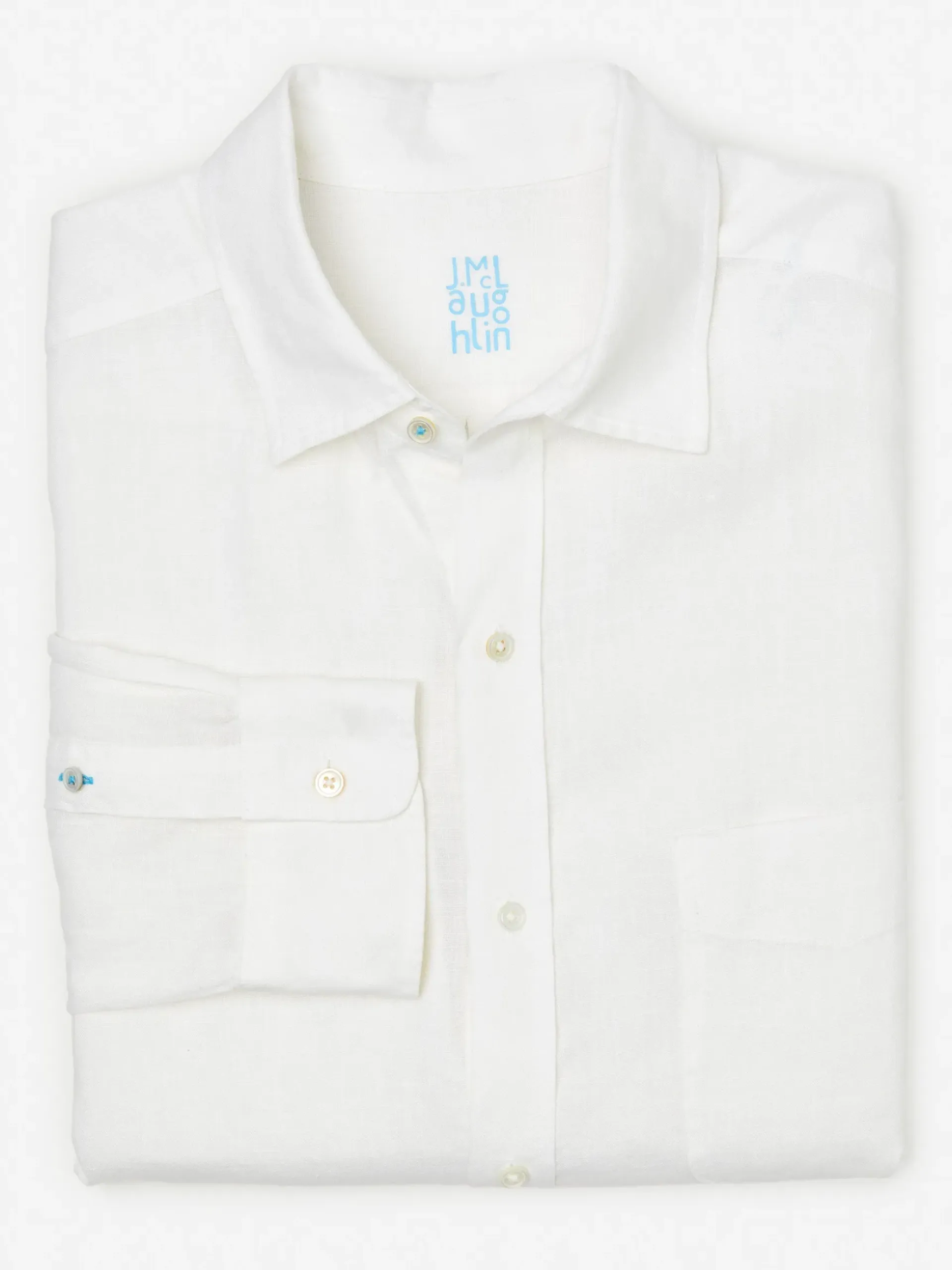 J.McLaughlin Gramercy Classic Fit Linen Shirt white Outlet