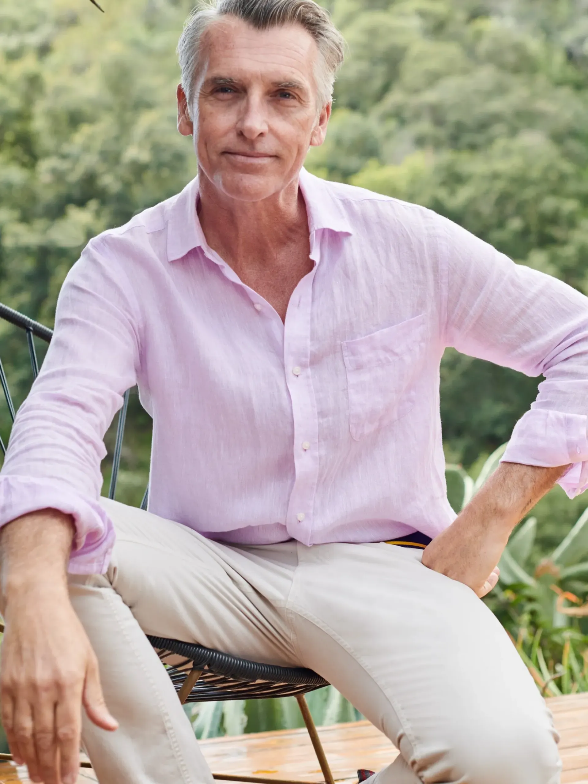 J.McLaughlin Gramercy Classic Fit Linen Shirt LightPink Sale