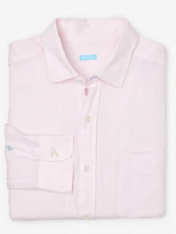 J.McLaughlin Gramercy Classic Fit Linen Shirt LightPink Sale