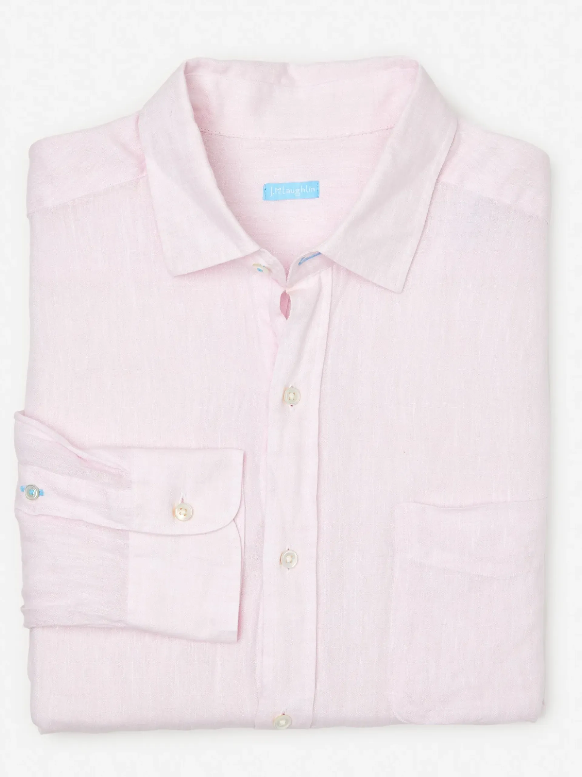 J.McLaughlin Gramercy Classic Fit Linen Shirt LightPink Sale