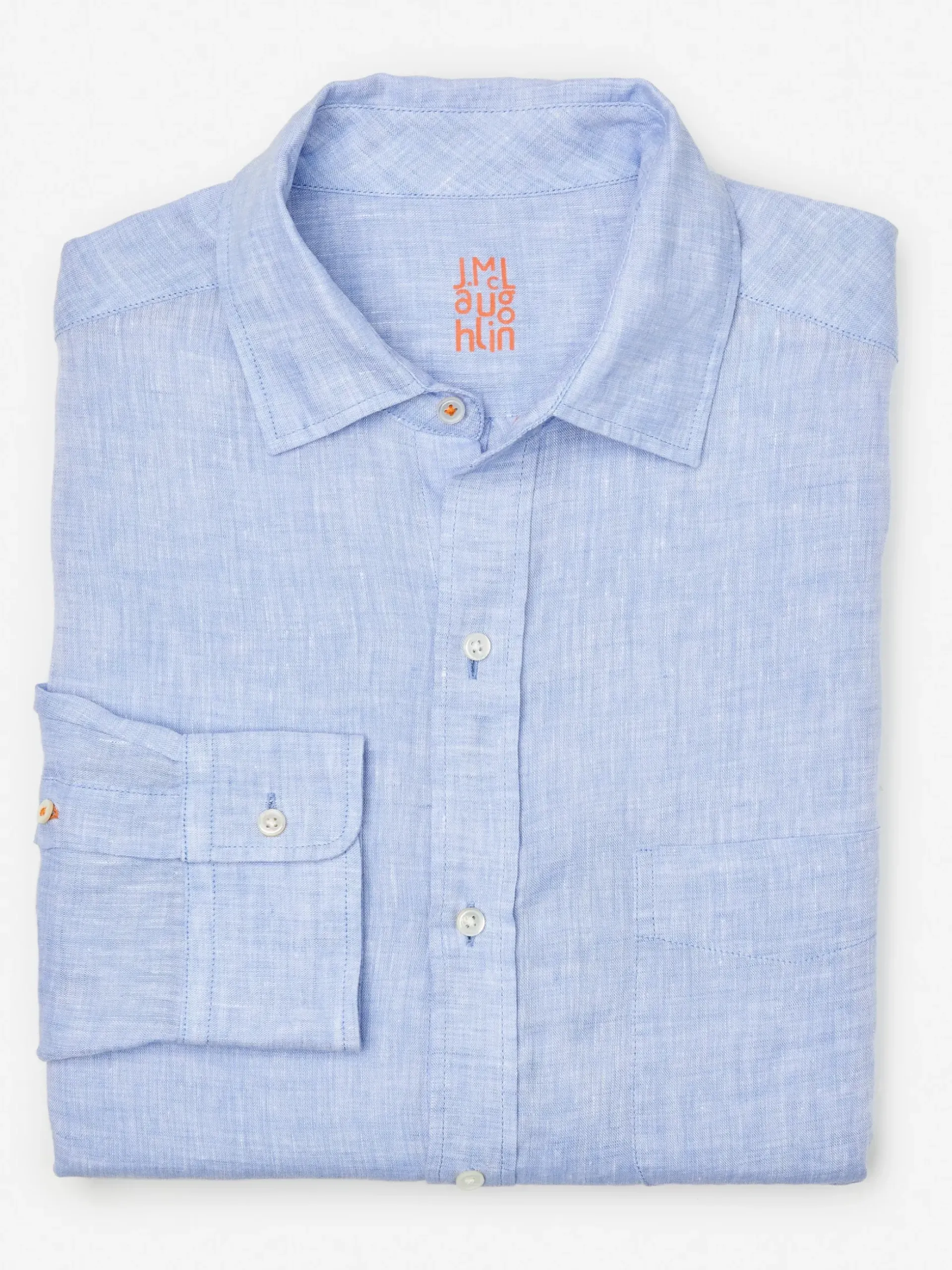 J.McLaughlin Gramercy Classic Fit Linen Shirt LightDenimBlue Sale