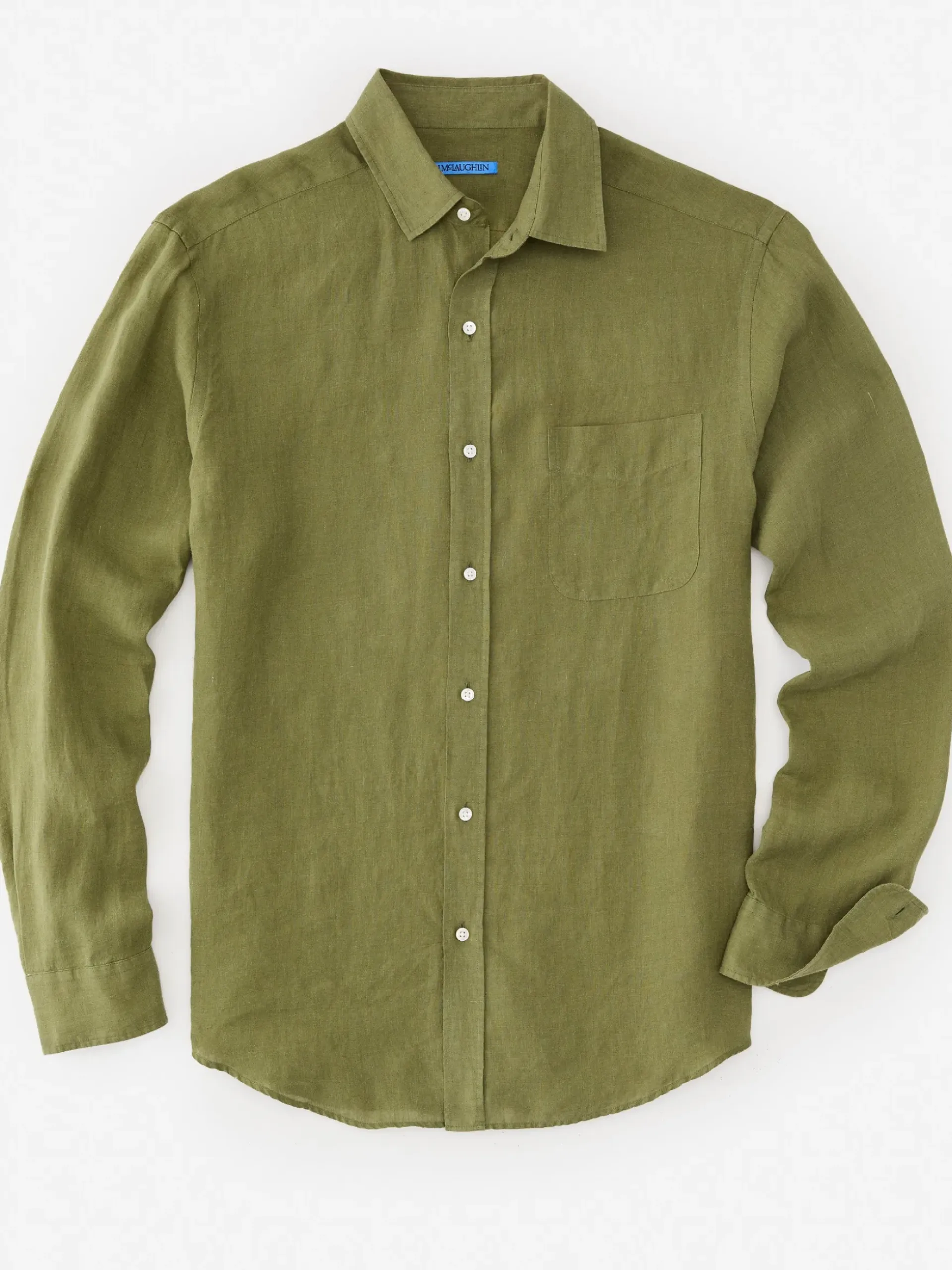 J.McLaughlin Gramercy Classic Fit Linen Shirt OliveGreen Fashion