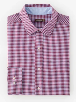 J.McLaughlin Gramercy Classic Fit Shirt in Plaid Red/Blue Hot