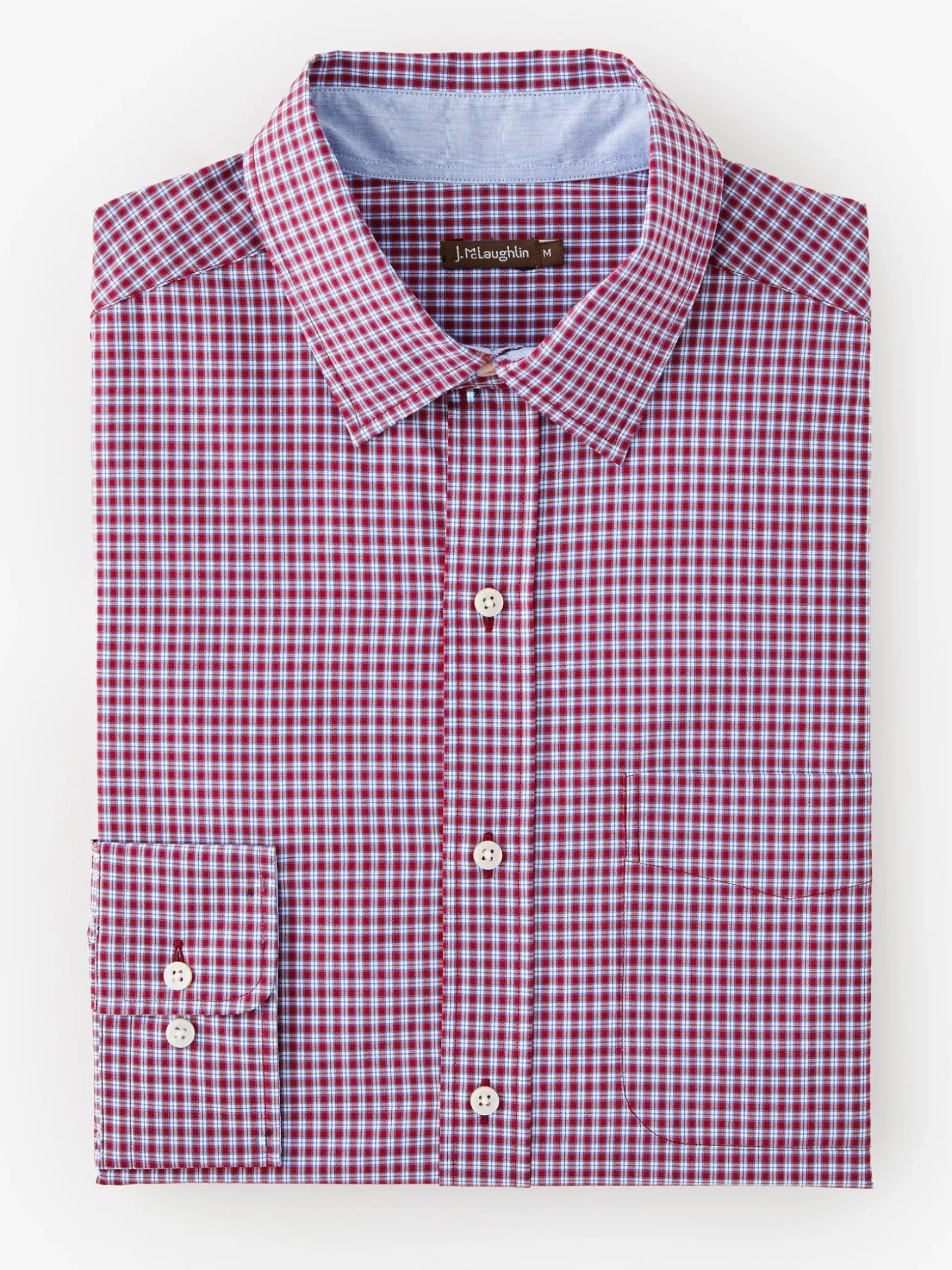 J.McLaughlin Gramercy Classic Fit Shirt in Plaid Red/Blue Hot