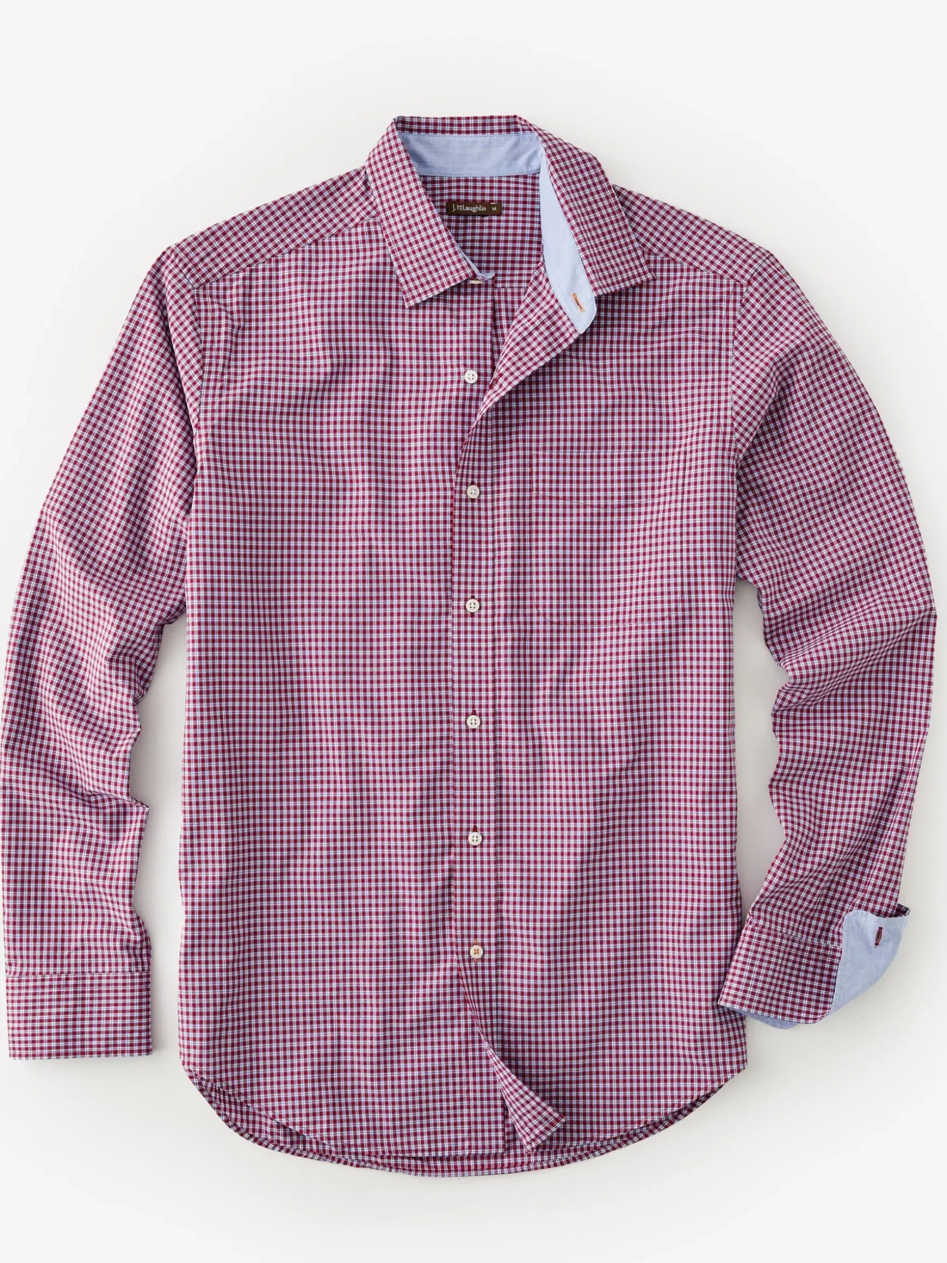 J.McLaughlin Gramercy Classic Fit Shirt in Plaid Red/Blue Hot