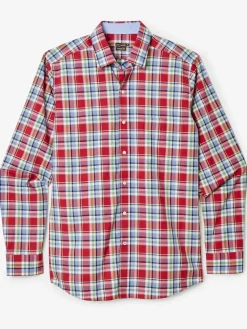 J.McLaughlin Gramercy Modern Fit Shirt in Plaid Red/Blue/Green Hot