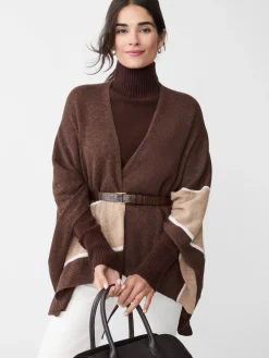 J.McLaughlin Harriet Cashmere Wrap in Color Block HeatherBrown/Toffee Hot