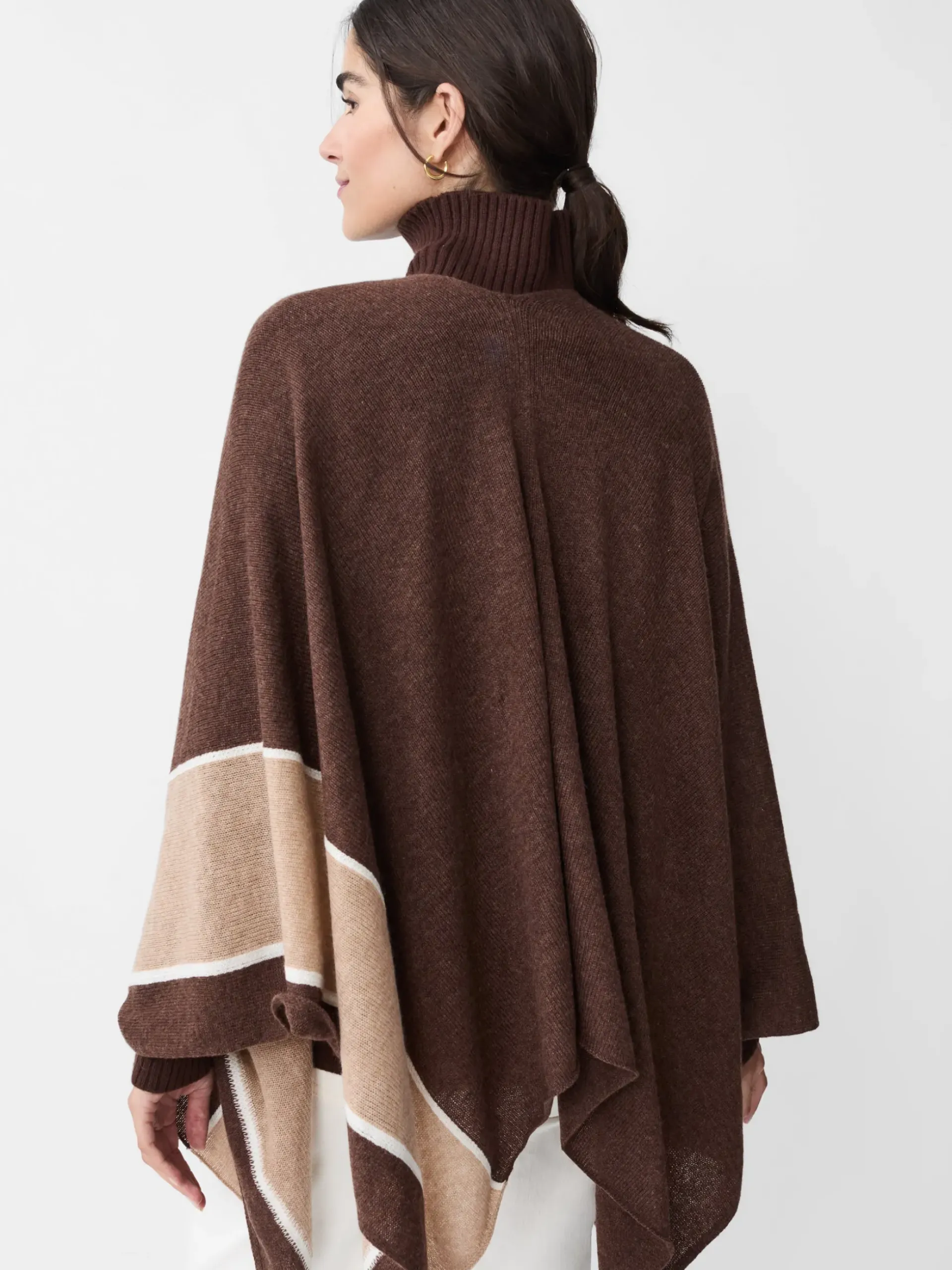 J.McLaughlin Harriet Cashmere Wrap in Color Block HeatherBrown/Toffee Hot