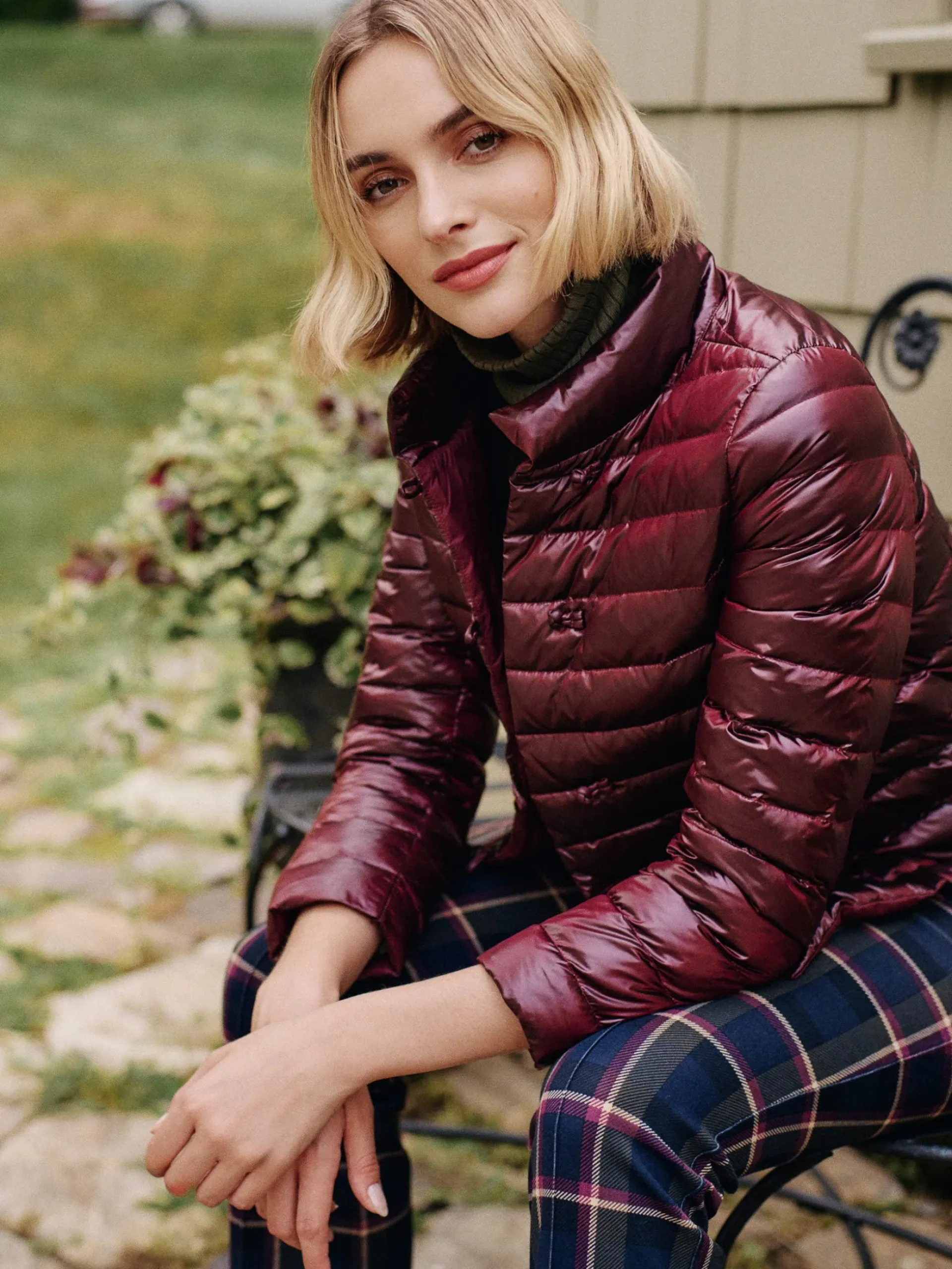 J.McLaughlin Hayes Puffer Jacket ShinyWine New