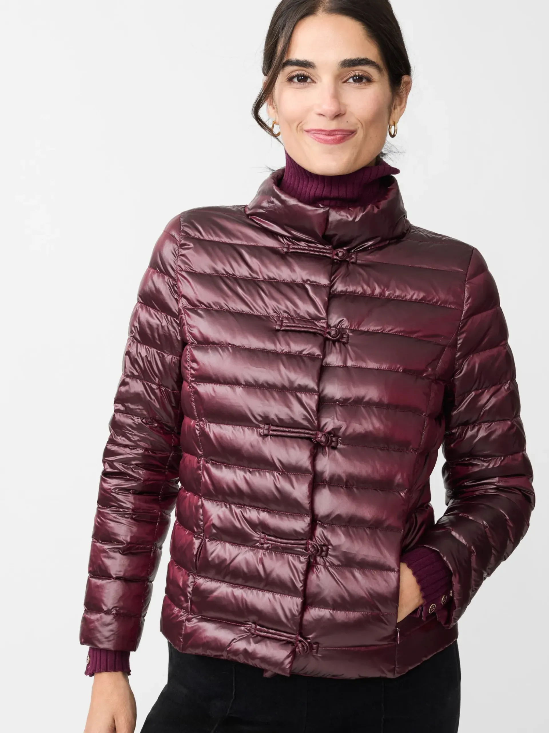 J.McLaughlin Hayes Puffer Jacket ShinyWine New