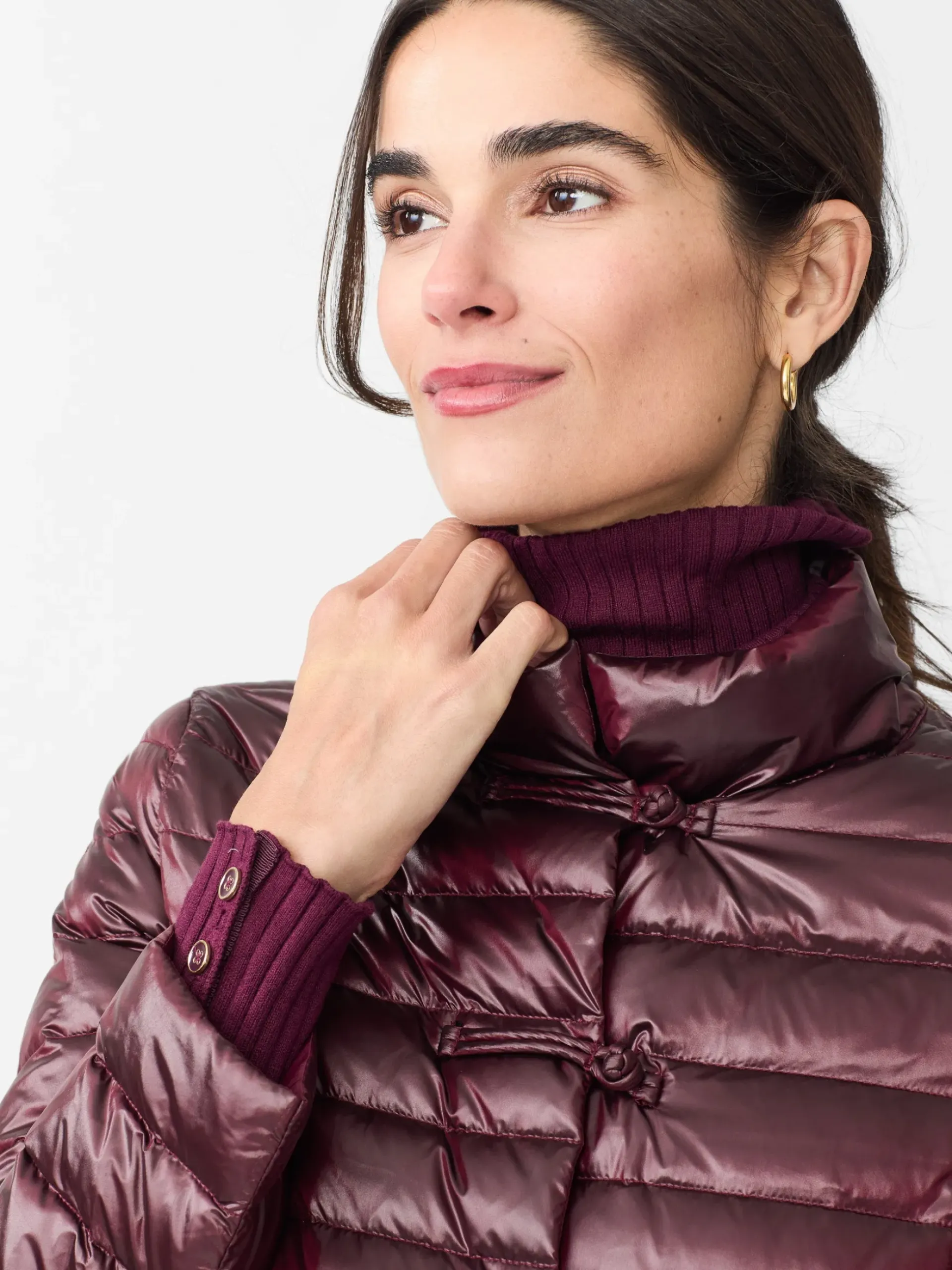 J.McLaughlin Hayes Puffer Jacket ShinyWine New
