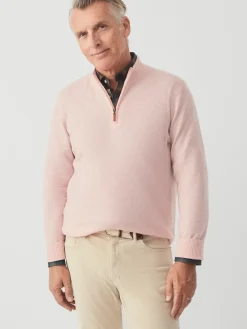 J.McLaughlin Henry Cashmere 1/4 Zip HeatherPink New