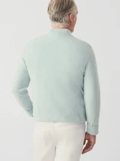 J.McLaughlin Henry Cashmere 1/4 Zip HeatherAqua New