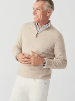 J.McLaughlin Henry Cashmere 1/4 Zip HeatherOatmeal New