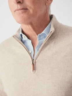 J.McLaughlin Henry Cashmere 1/4 Zip HeatherOatmeal New