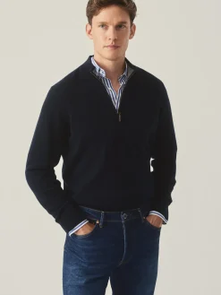 J.McLaughlin Henry Cashmere 1/4 Zip DarkNavy Clearance