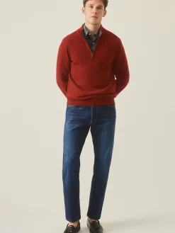 J.McLaughlin Henry Cashmere 1/4 Zip Auburn Outlet