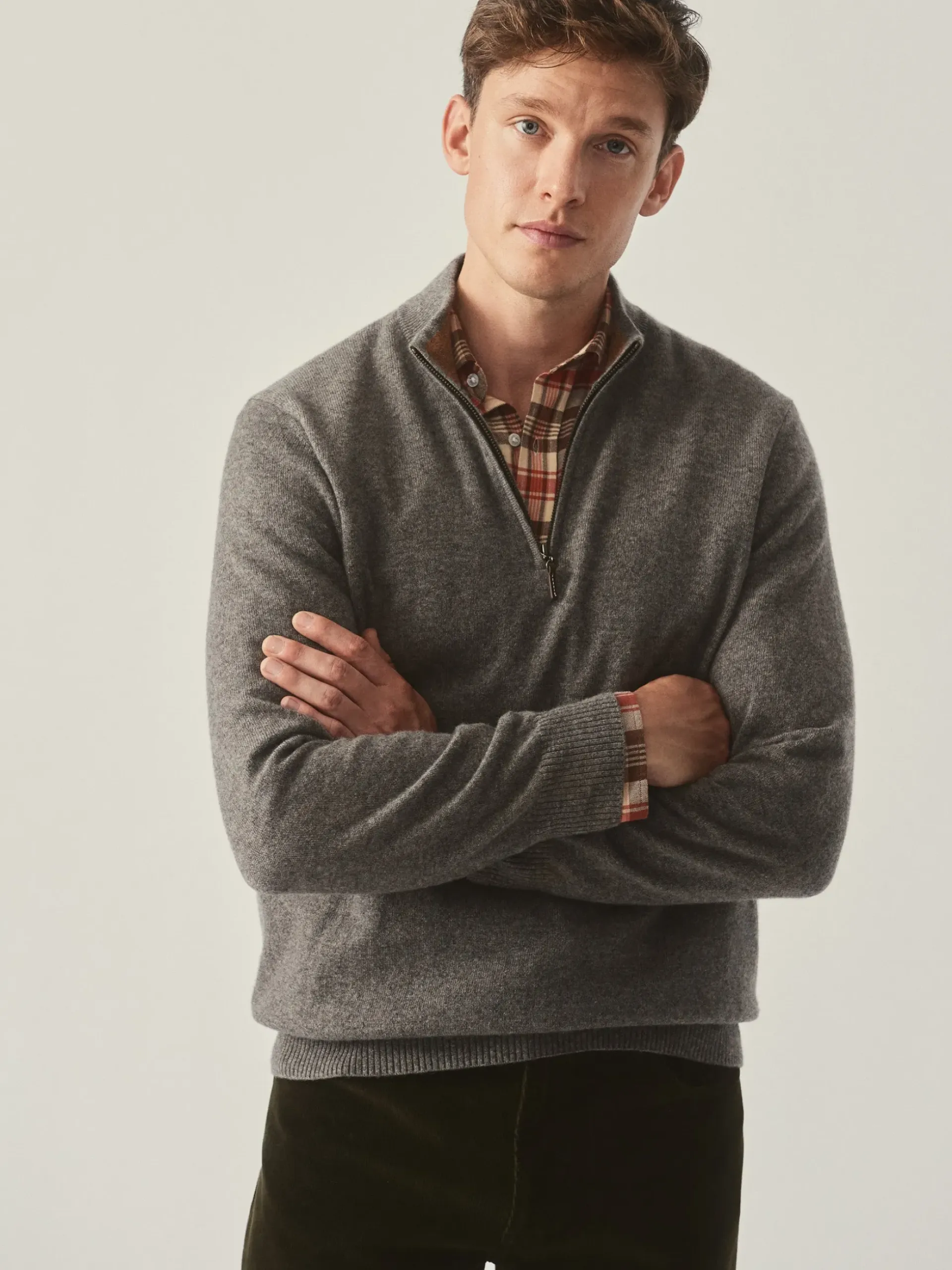 J.McLaughlin Henry Cashmere 1/4 Zip Pewter New