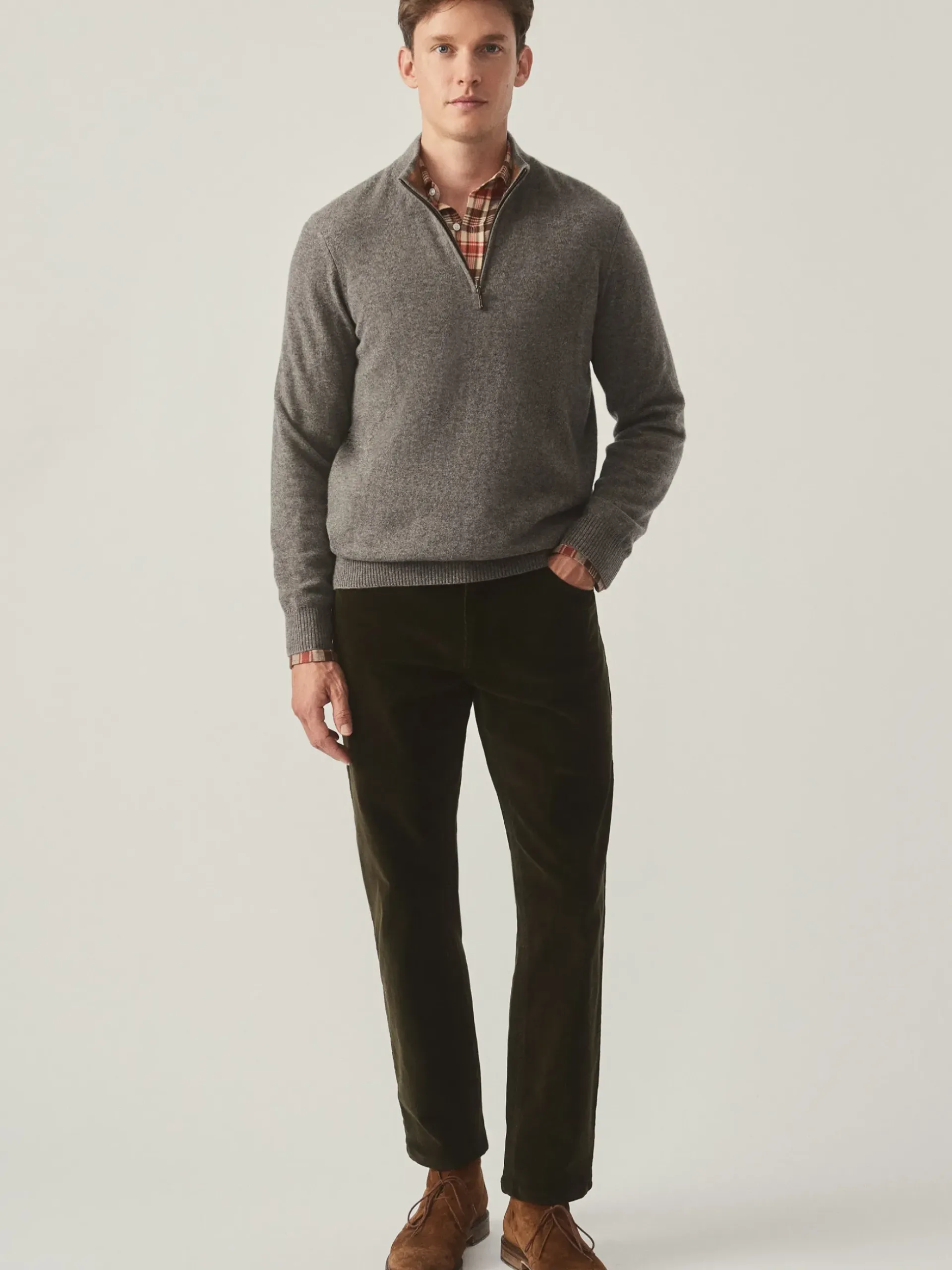 J.McLaughlin Henry Cashmere 1/4 Zip Pewter New