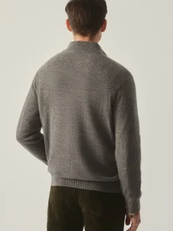 J.McLaughlin Henry Cashmere 1/4 Zip Pewter New