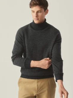 J.McLaughlin Islay Roll Neck Sweater in Birdseye Charcoal/Gray Fashion