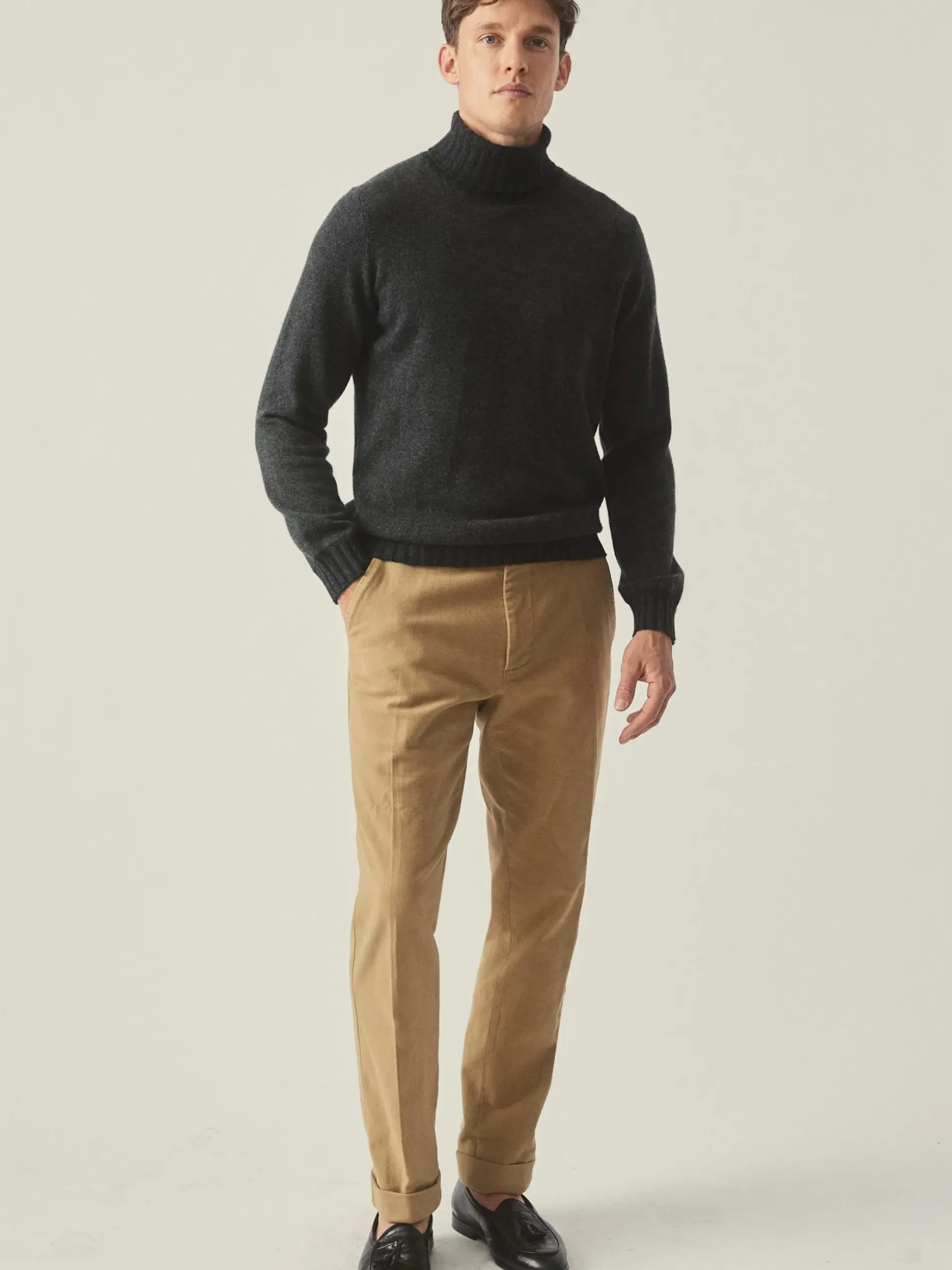 J.McLaughlin Islay Roll Neck Sweater in Birdseye Charcoal/Gray Fashion