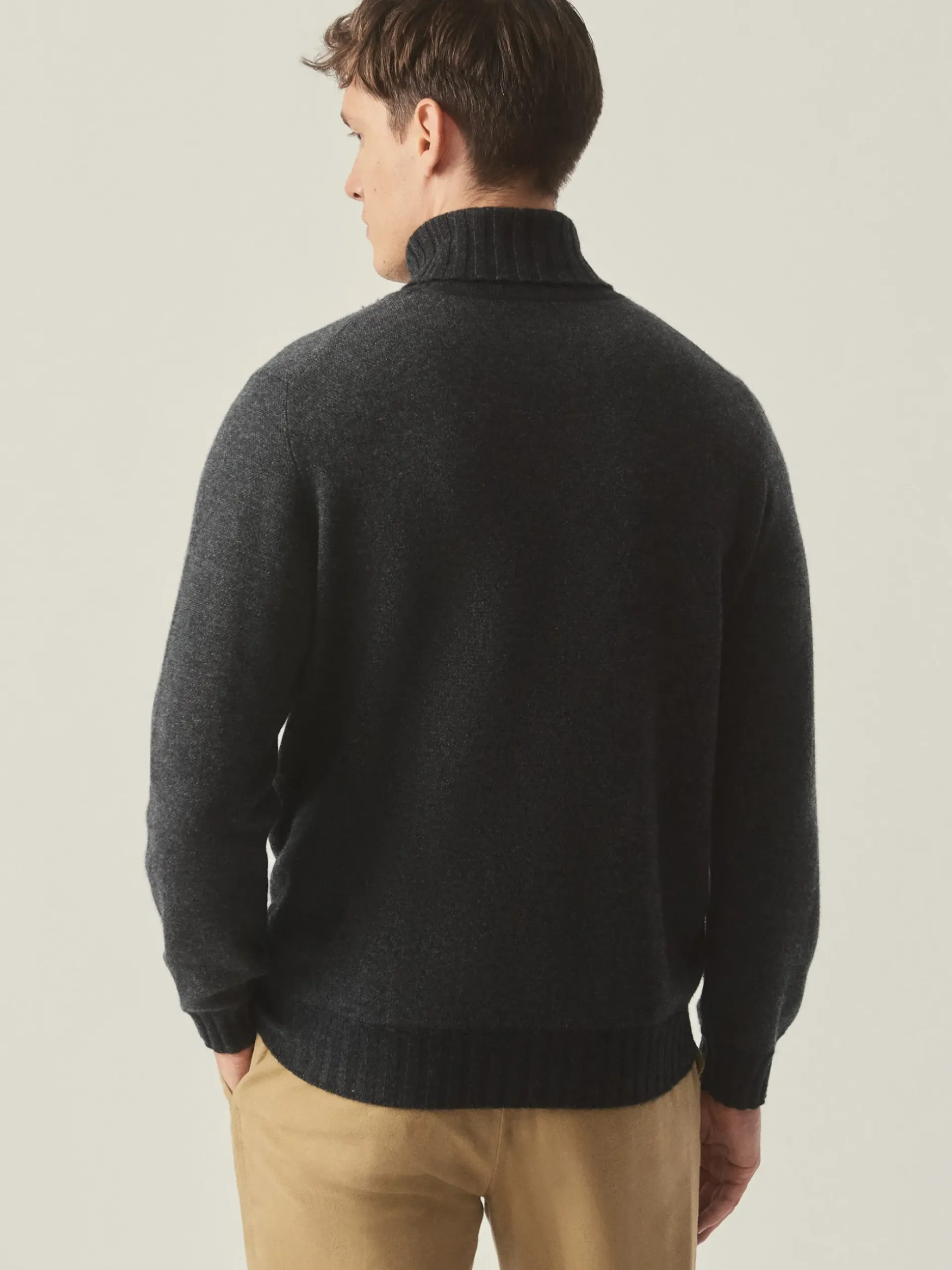 J.McLaughlin Islay Roll Neck Sweater in Birdseye Charcoal/Gray Fashion