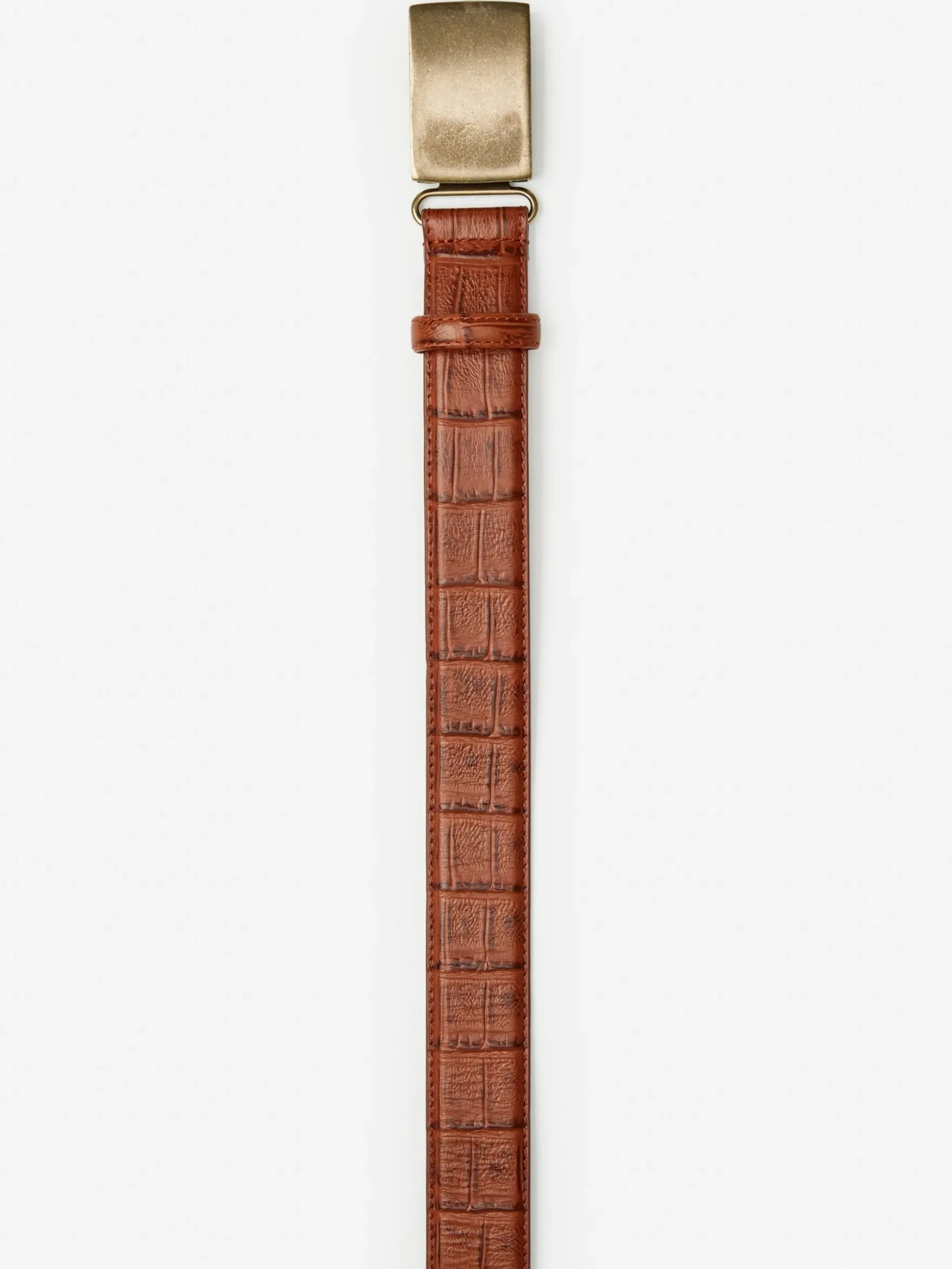 J.McLaughlin James Embossed Crocodile Belt Honey Clearance