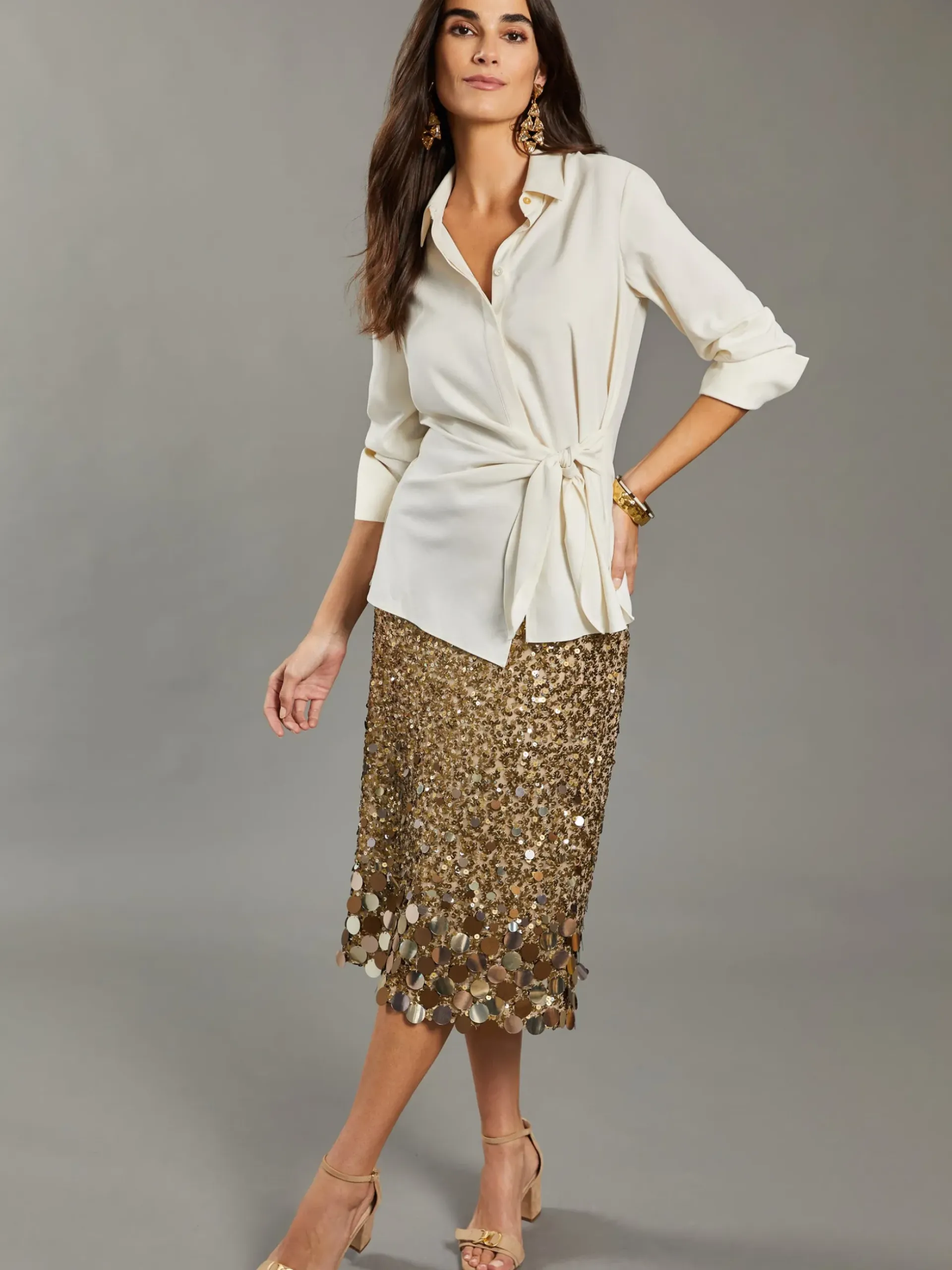 J.McLaughlin Jessica Sequin Skirt: RSVP x Steven Stolman Gold Discount