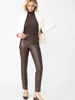 J.McLaughlin Jules Vegan Leather Leggings DarkBrown Outlet