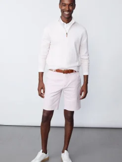 J.McLaughlin Justin 1/4 Zip Sweater in Stripe LightPink/White Hot