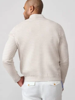 J.McLaughlin Justin 1/4 Zip Sweater in Stripe LightGrey/White Online