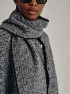 J.McLaughlin Karolina Cape in Herringbone Black/OffWhite Clearance