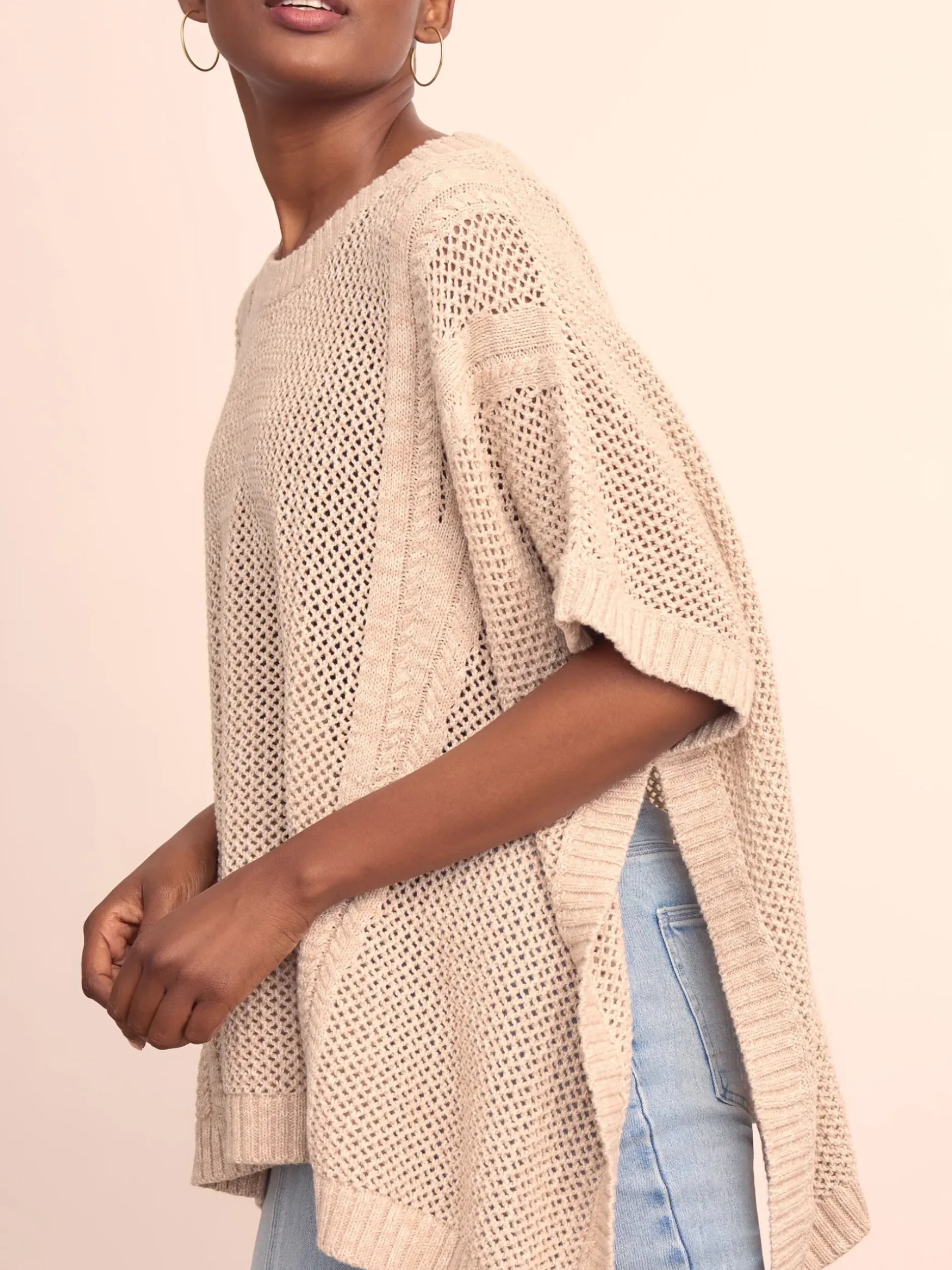 J.McLaughlin Katja Poncho Sand/OffWhite Discount