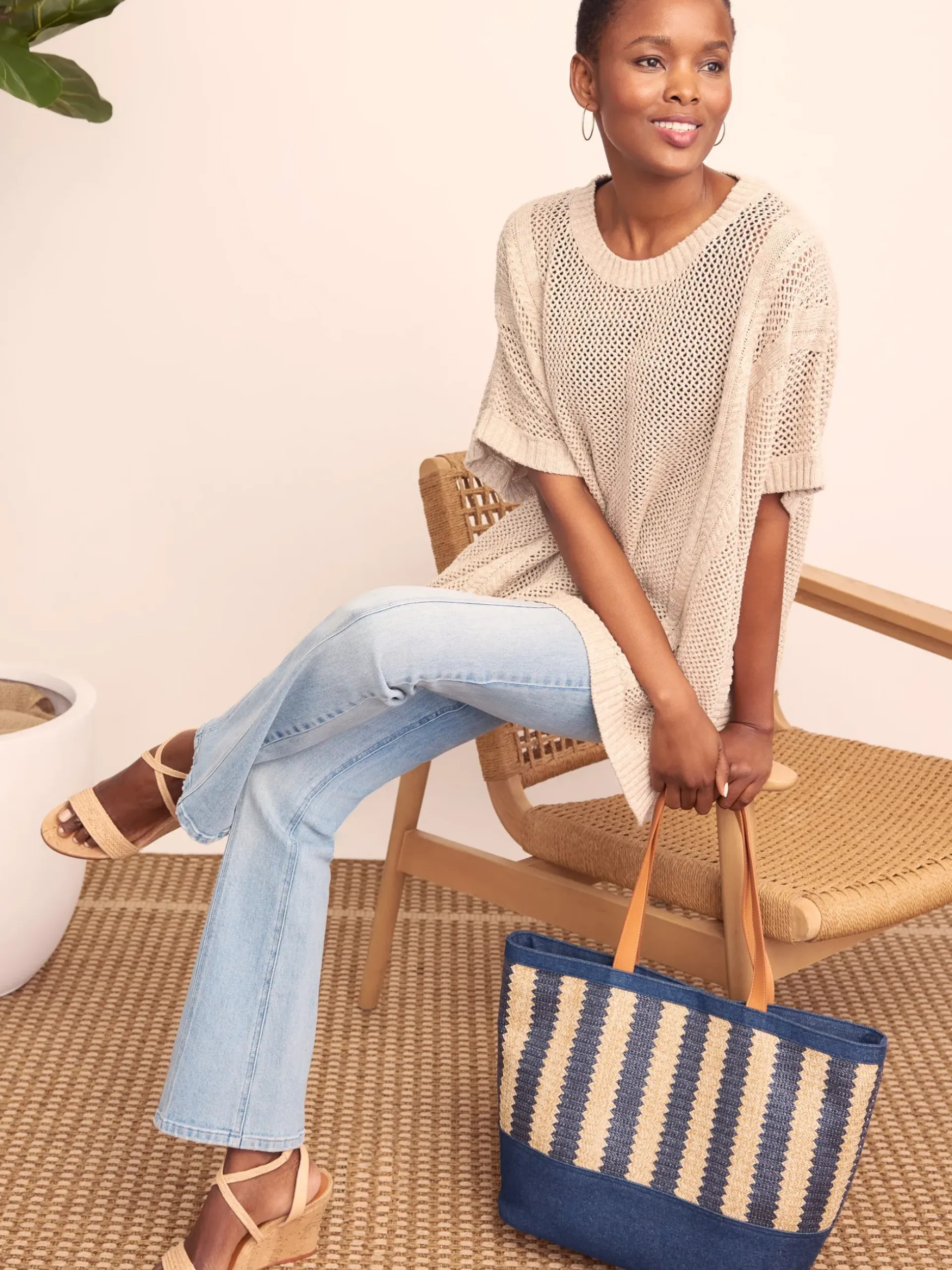 J.McLaughlin Katja Poncho Sand/OffWhite Discount