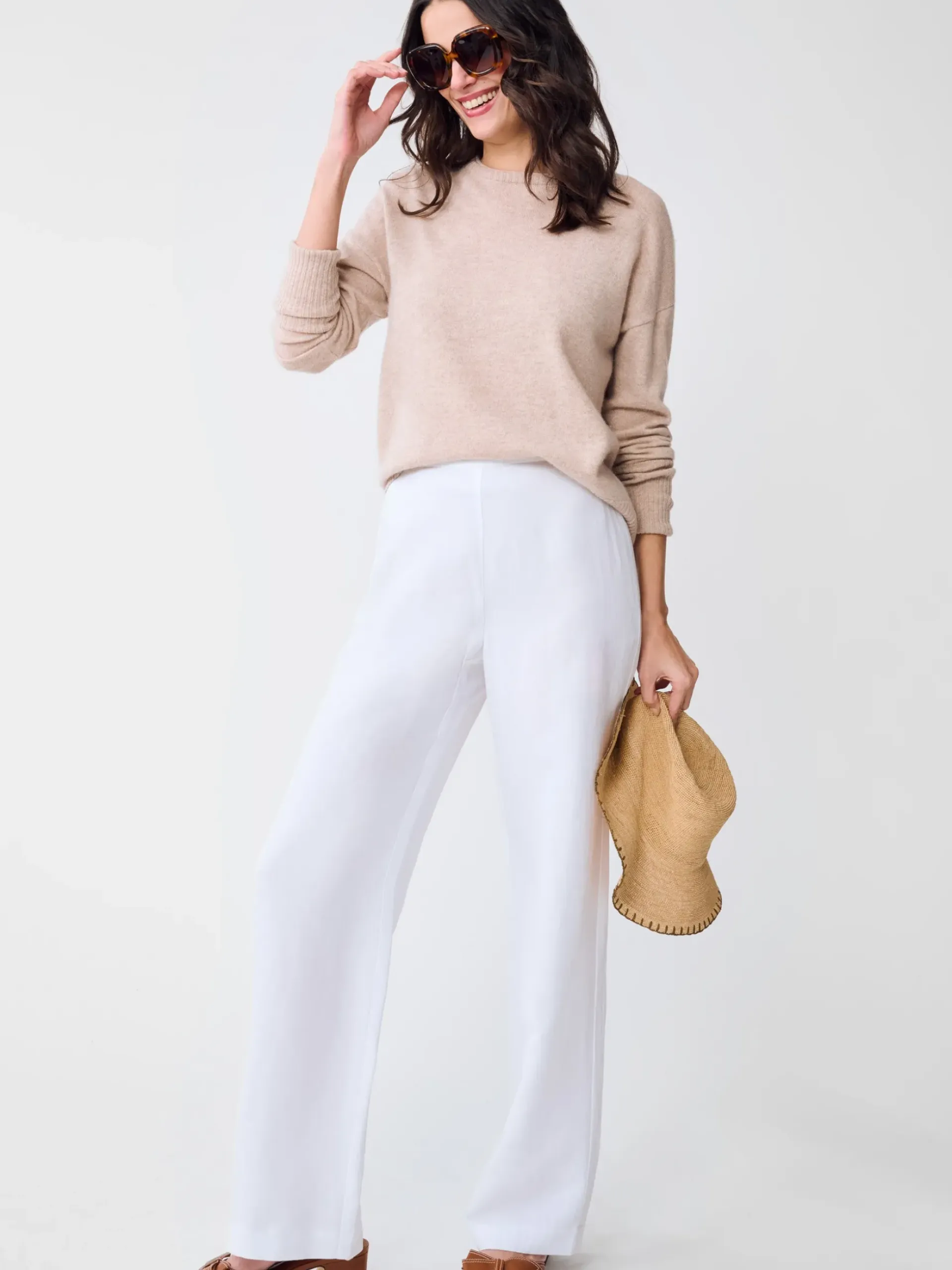 J.McLaughlin Kilian Linen Blend Pants White Discount