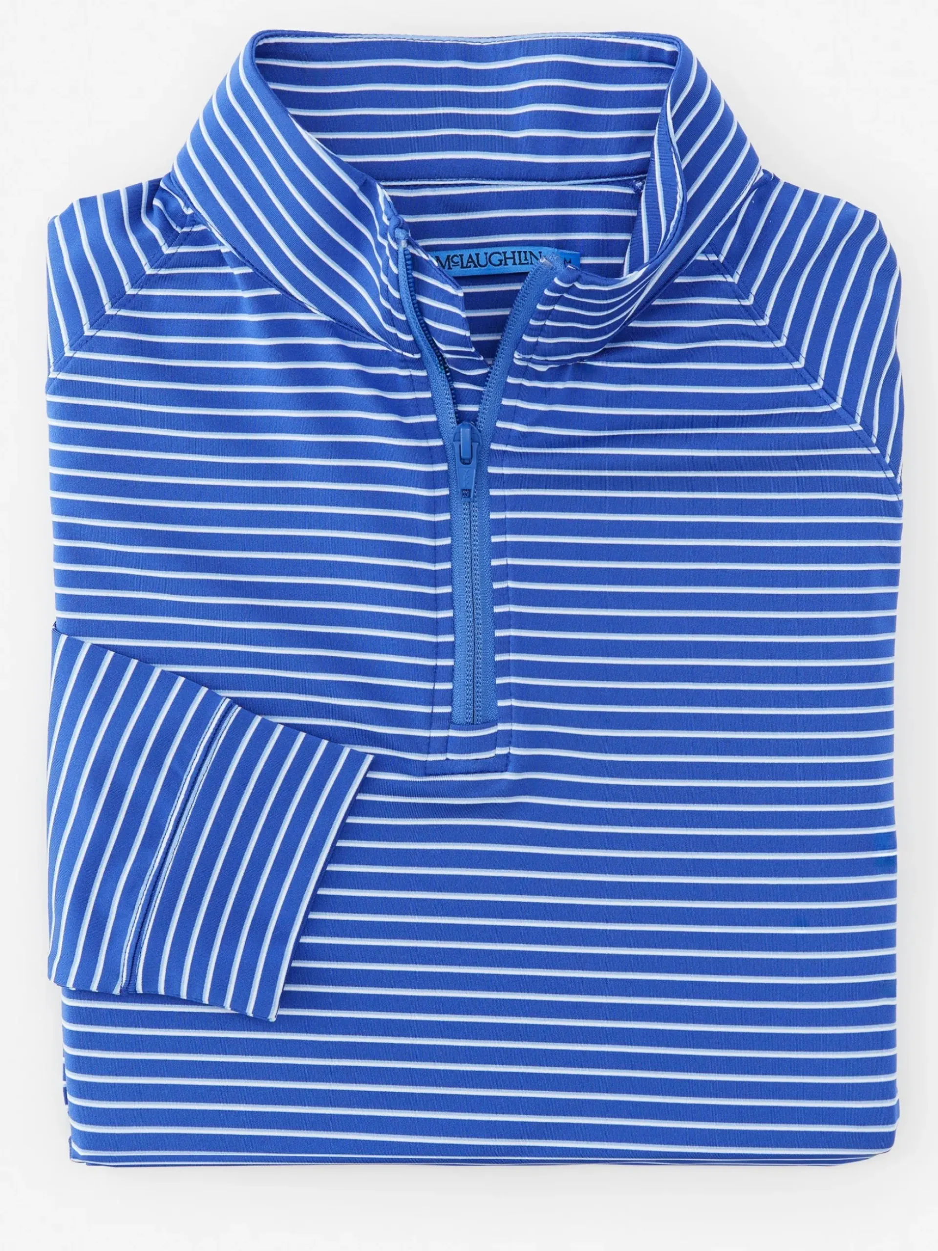 J.McLaughlin Kosta Performance 1/2 Zip in Murphy Stripe Blue/LightBlue/White Discount
