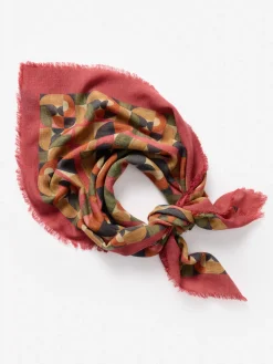 J.McLaughlin La Jolla Scarf in Geometric Harmony Square Olive/Multi Fashion
