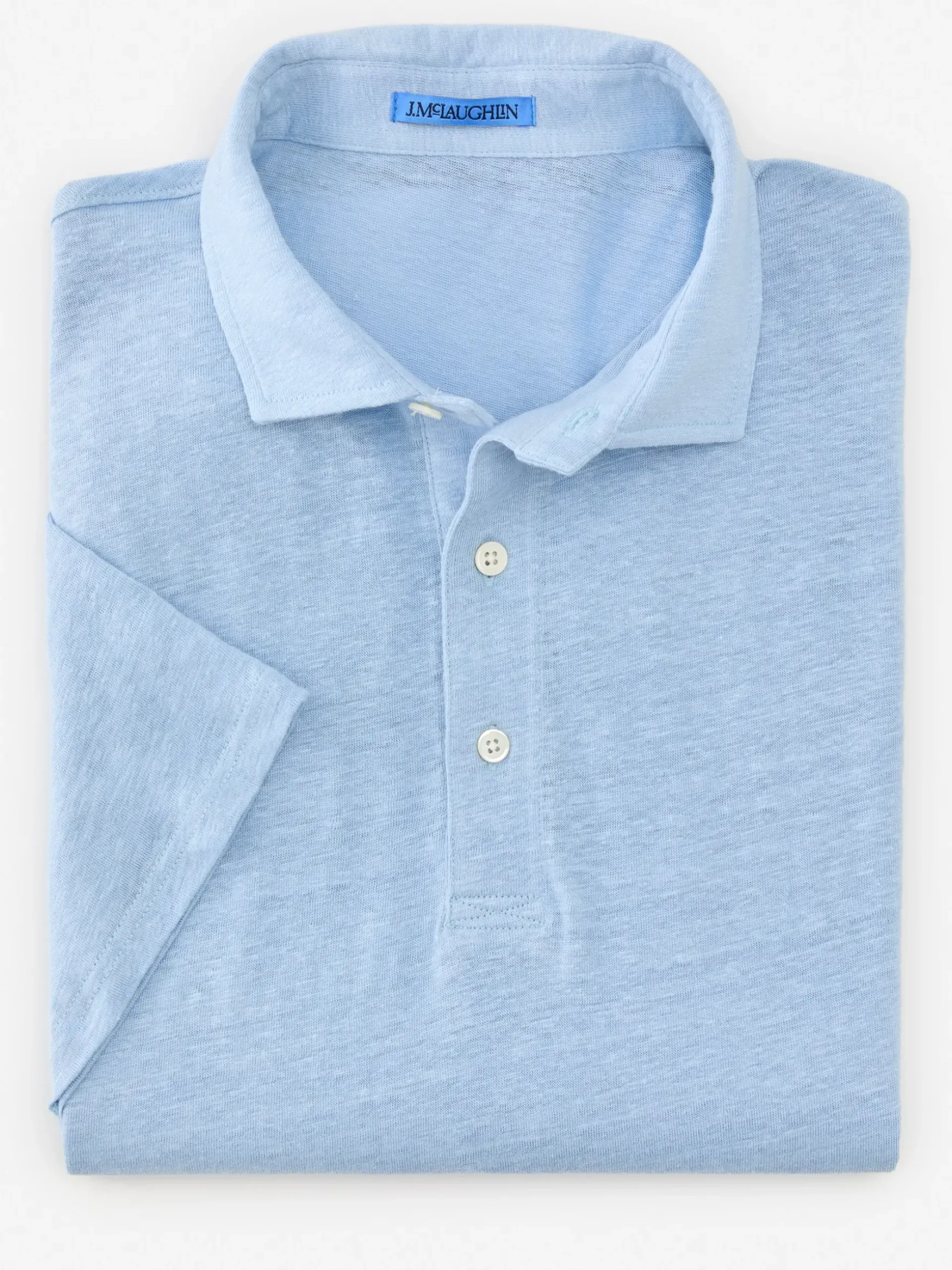 J.McLaughlin Larkspur Linen Polo LightBlue Clearance