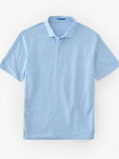 J.McLaughlin Larkspur Linen Polo LightBlue Clearance