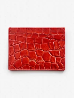 J.McLaughlin Leather Cardcase in Croc Orange Best