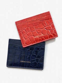J.McLaughlin Leather Cardcase in Croc Orange Best