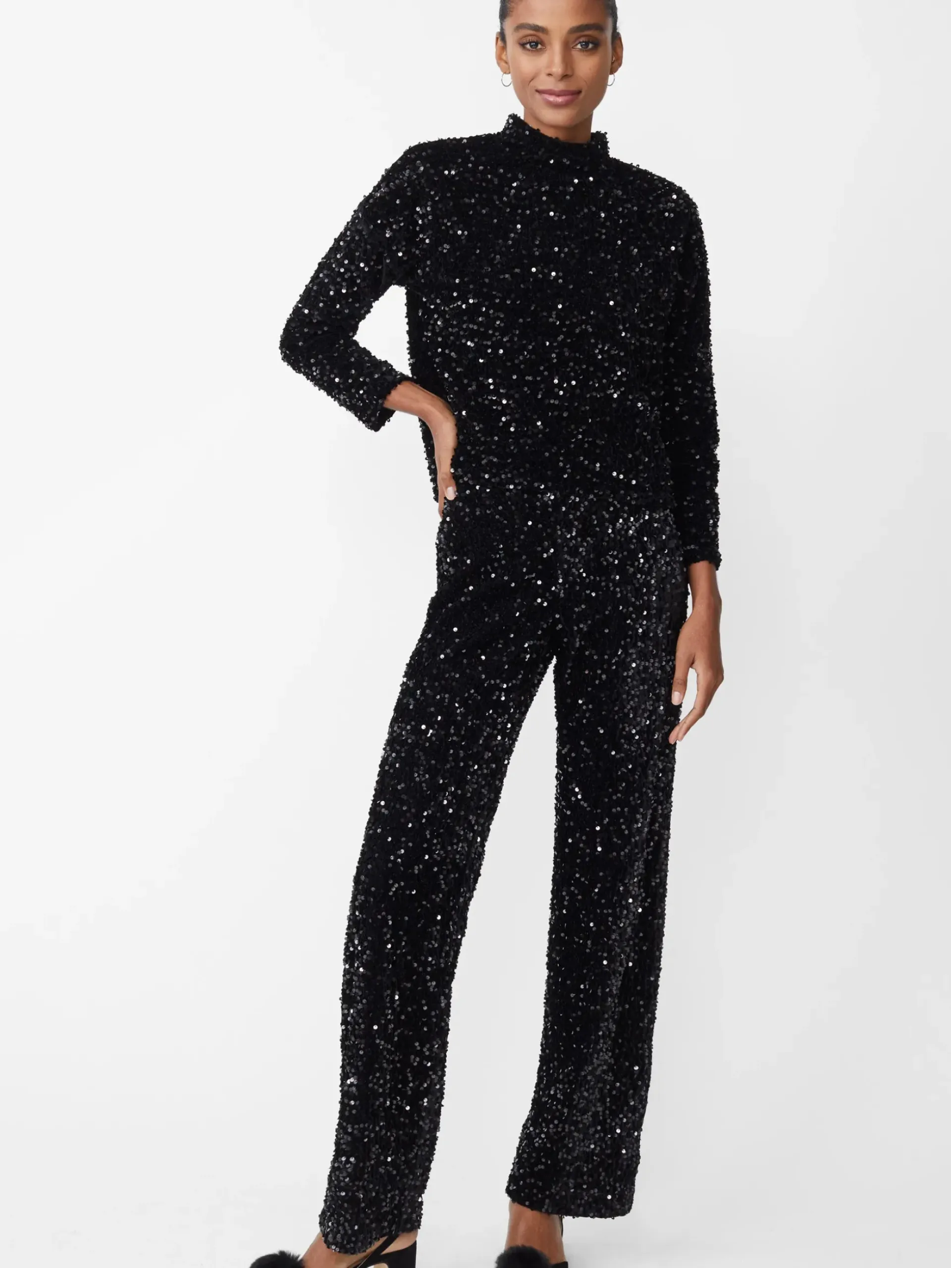 J.McLaughlin Leeza Sequin Top Black Sale