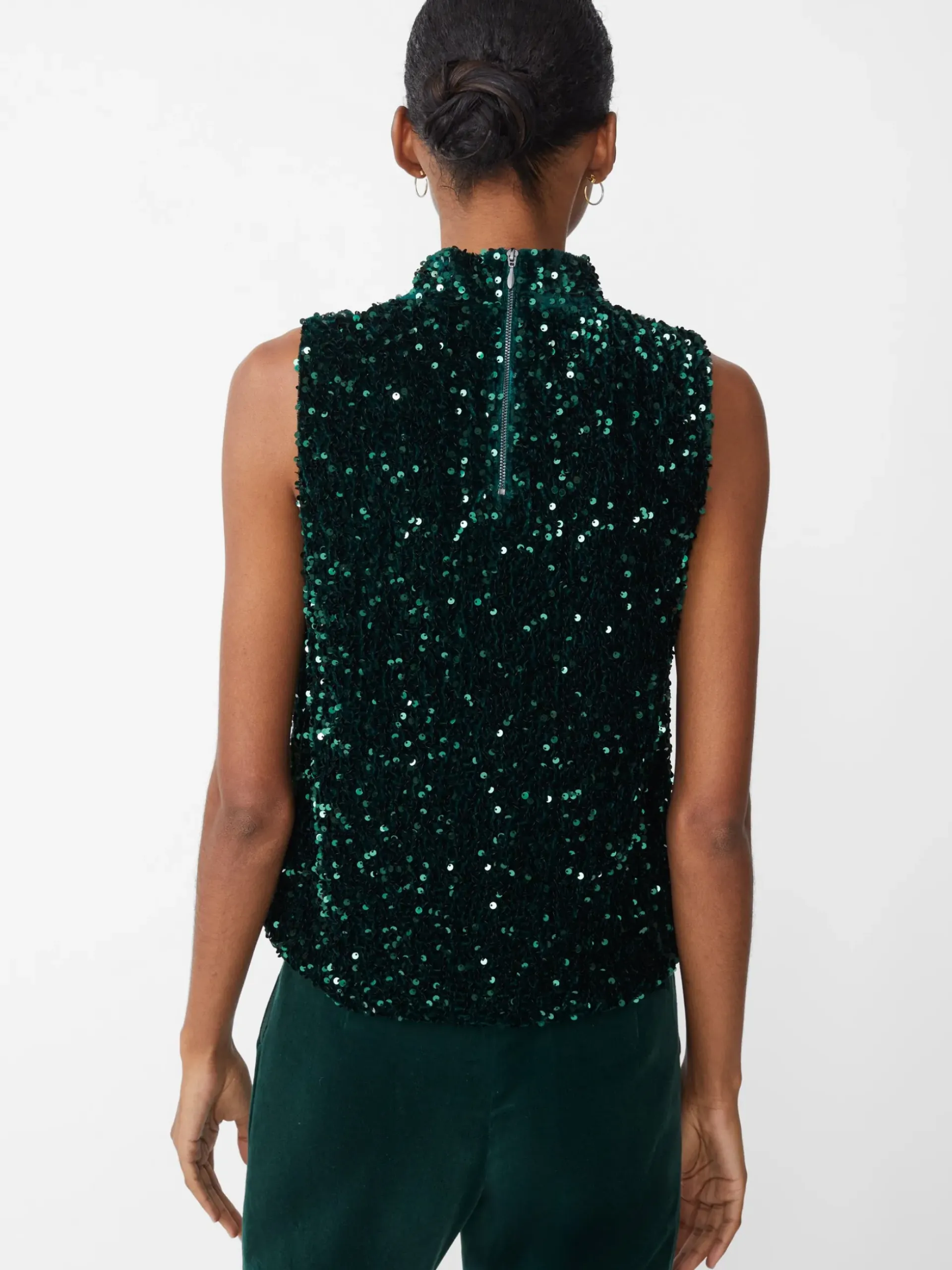 J.McLaughlin Leeza Sleeveless Sequin Top EmeraldGreen Sale
