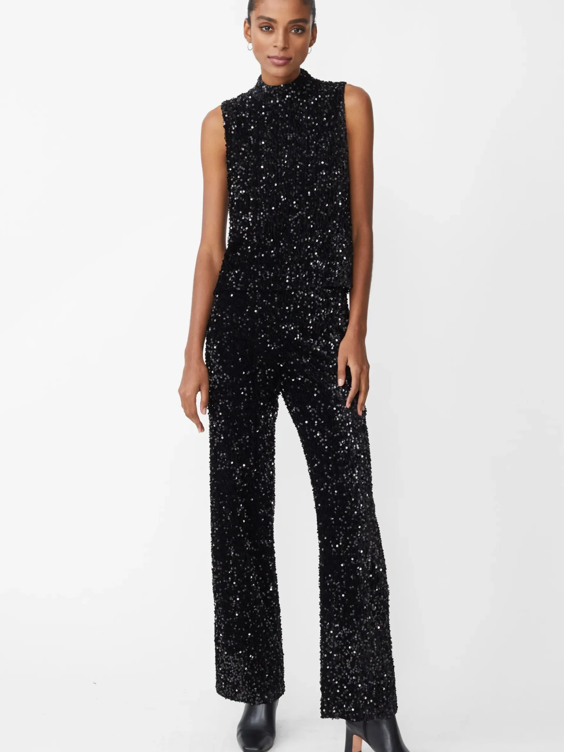 J.McLaughlin Leeza Sleeveless Sequin Top Black Clearance