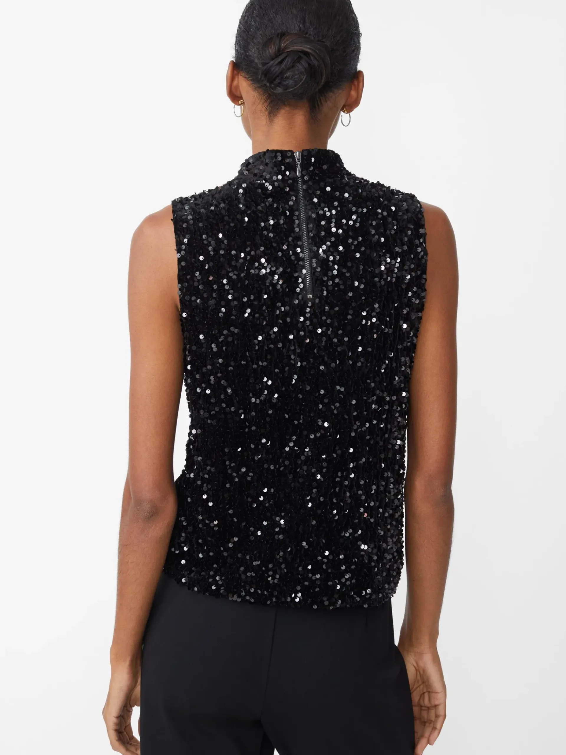 J.McLaughlin Leeza Sleeveless Sequin Top Black Clearance