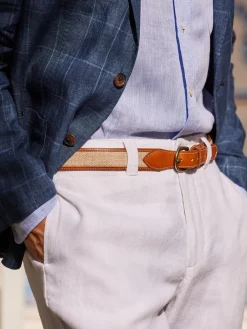 J.McLaughlin Leopold Linen Belt Natural Sale