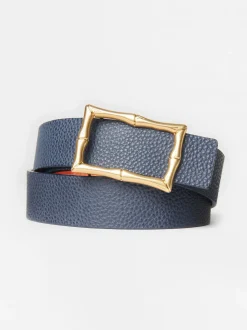 J.McLaughlin Lina Reversible Leather Belt Navy/Orange Online