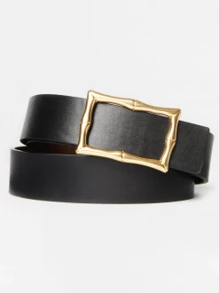 J.McLaughlin Lina Reversible Leather Belt Black/Cork Hot